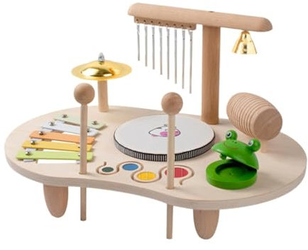 EHJRE Kinder Trommel Set Aus Holz, Musikalisches Spielzeug für Mädchen Und Jungen