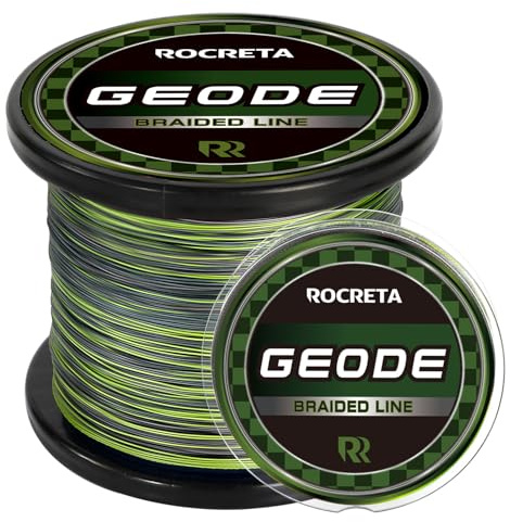 ROCRETA Geode Braided Fishing Line, Super Strong Power Braid Lines for Saltwater and Freshwater Fish 30lb, 150yds，Camo Green