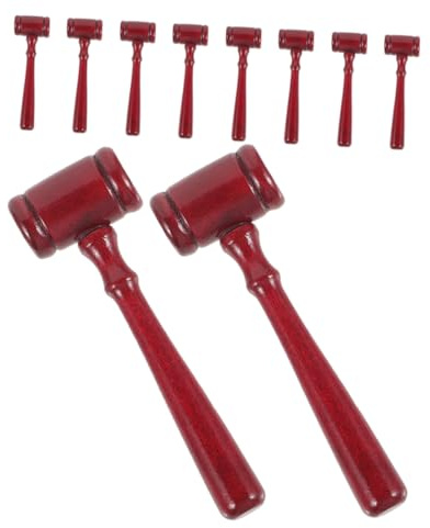 TOGEVAL 10 Pcs Redwood Mini Lawyer Gavel for Comfortable Ergonomic Grip Judge Hammer for Costume Parties Courtroom Role Play Auctions and Theatrical Performances