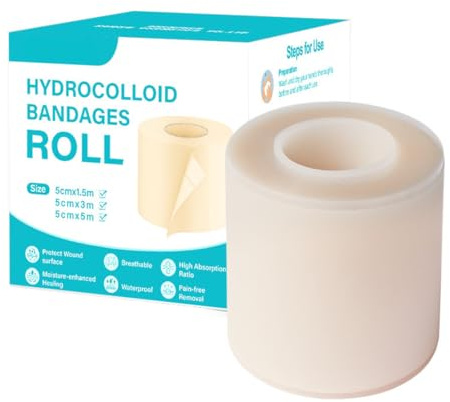 GXGM 1 Stück Hydrocolloid Rolle für Wundverbände, Hydrokolloid Pflaster, 5cm*3m,Geeignet für Eine Vielzahl von Wundpflegen