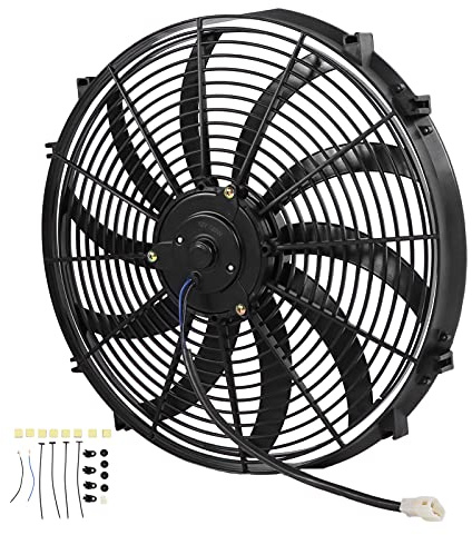 SHUAIGUO Ventilador de Radiador Eléctrico Negro de 16 Pulgadas, 10 Cuchillas 120W 2250 Rpm Motor Delgado Reversible para Automóvil, Camión, Modificación CA Vehículos Recreativos y Disipación Calor
