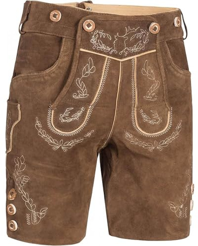 Lederhose Herren Tracht Set Bayrische Tracht Lederhose Schwarz Trachtenhose mit Hosenträger und Socken Original Oktoberfest Outfit für Männer Verkleidungsparty und Bierfest Deutsches Motto Party