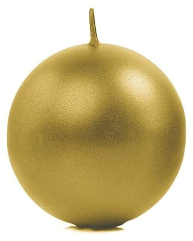Candela oro Rotonda a Palla 7.5 cm sfera Decorativa in Cera per Candelieri natale Centrotavola a pallina Ideale per Decorazioni Natalizie Tavola Ambienti Tonda Per Atmosfere Calde e Raffinate