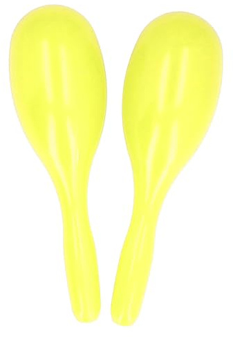2 Stück Bunte Neon Maracas Shaker Mini Krachmacher im Großpack, Musik Maracas in ovaler Form aus Kunststoff Hand Percussion Rasseln Musikinstrument für KTV Partys (Gelb)