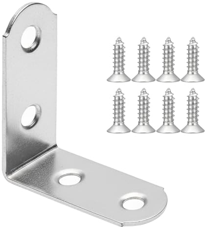 30 Pcs L Brackets for Wood Corner Angle Bracket 40x40mm with 120 Screws, FUYIOCN Stainless Steel 90 Degree Angle Brackets for Fixing and Repairing Furniture, Wood Shelves, Windows, and Cabinets