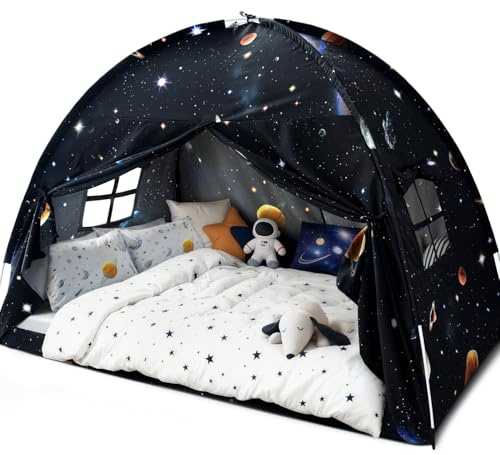 Sherilyn Full Bed Toddler Canopy Tent, Kids Indoor Canopy Privacy Space Sleeping Playhouse Blackout Bunk Bed Tents Full Size (Galaxy Tent) for Boys Girl Birthday House Gift