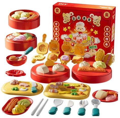 Générique Knetset | DIY Handwerk zum Thema der chinesischen Küche, Lebensmittelspielzeug | für Weihnachtsgeschenke, Geburtstagsaktivitäten im Klassenzimmer und