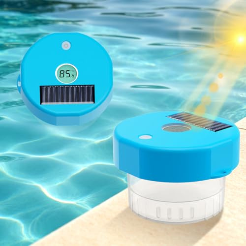 Pool Thermometer Solar Pool Thermometer mit Dosierschwimmer Pool, Digitalanzeige, 600mAh Akku (72H), – für Schwimmbäder, Spas und Whirlpools