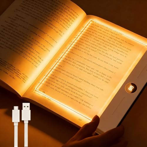 Clyfanesy Flat Book Light, Book Page Light with 3 Colors & Timer | Reading Lights for Books in Bed, Panel Book Lamp Reading Night Light,Rechargeable LED Clear Full Page Reading Light