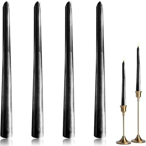 4PCS 10'' Black Candlesticks Tapered Candles, Classic Dripless Tapered Dinner Candles, Long Burn Time Non Scented Candle Sticks Suitable Use for Mother's Day, Valentine's Day and Other Gatherings