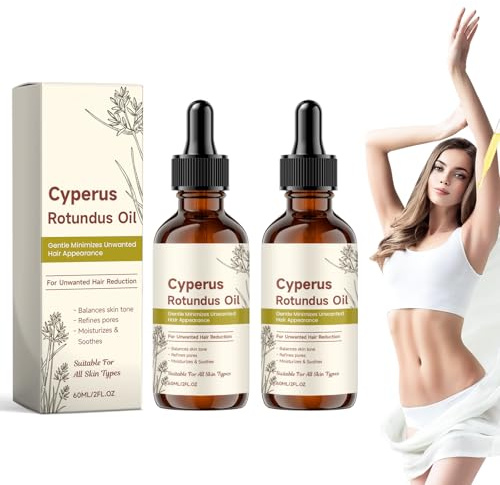 2 PCS Cyperus Rotundus Oil, Cyperus Rotundus Oil for Hair Removal, Reduce Unwanted Hair, Moisturize Smooth Skin for All Skin Types, 60ML