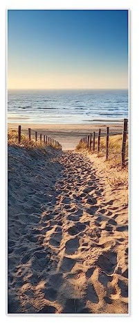 banjado® Magnettafel 30 x 75cm / Magnetwand aus Metall/Magnetpinnwand als Memoboard/Pinnwand Magnettafel Küche, Büro, Kinderzimmer inkl. 4 Magnete & Montageset - Motiv Nordseestrand