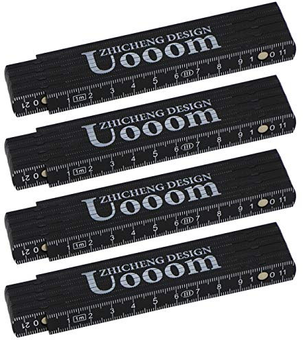 4 Piezas Regla Plegable de Plástico1 Metro, Sistema Métrico de Regla Plegable, mini Varilla de Medición Duradera (Negro)