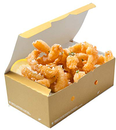 SDG PZ 50 Box Avana in Carta 20x12x7H BIO Compost con Coperchio RICHIUDIBILE Ideale per L'ASPORTO di CIBI,FRITTURE,PANINI,Patatine