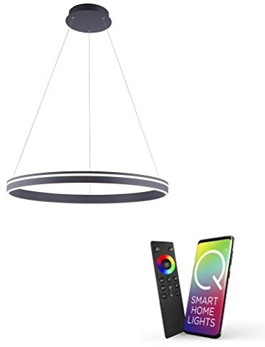 Paul Neuhaus Q-VITO LED Pendelleuchte 79cm anthra smarthome Fernbedienung | Alexa kompatibel Smart Home, dimmbar per Fernbedienung, warmweiß - kaltweiß