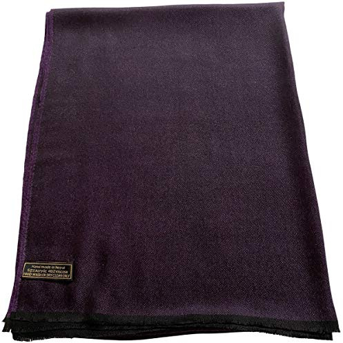 CJ Apparel Violett & Schwarz Normallack Design Nepalesischer Fransenschal Zweite Wahl Schal Stola Wrap Pashmina NEU