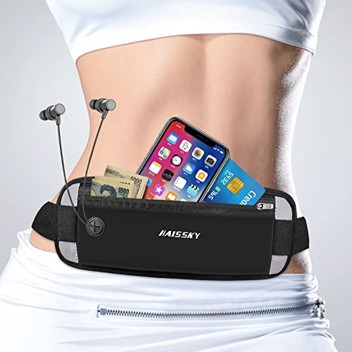 Cinturón Correr para Teléfono, Cintura Deportiva Delgada con Orificio para Auriculares, Cinturón Correr para Mujeres y Hombres con Tiras Reflectantes, Riñonera Ligera para Deportes al Aire Libre