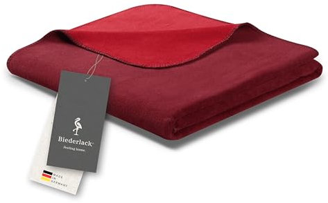 biederlack® Flauschige Kuscheldecke aus Baumwollmischgewebe I Made in Germany I Öko-Tex Made in Green I Wohndecke Cotton Doubleface in Dunkelrot-Rot I nachhaltig produziert I Sofa-Decke 150x200 cm