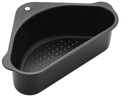 DZAY Abtropfsieb Spülbecken aus Edelstahl Spülbecken Organizer,Eck Abtropfhalter Ständer für Gemüse/Obst Küche Sieb Teesieb Waschbecken Filterablage mit Saugnapf (Schwarz)
