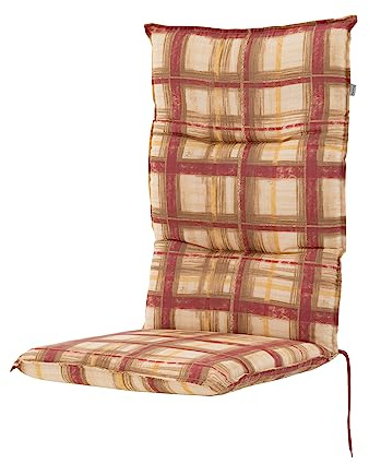 Doppler / Hochlehner Classic / 4er-Set/Gartenstuhlauflage/Hochlehner/Beige Rot kariert/ca. 119 x 48 x 6 cm