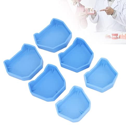 Base de Modelo de Yeso Dental, Molde de Material de Impresión Dental de 6 Piezas, Bandeja de Base Anterior de Modelo de Laboratorio Dental de Silicona, para Todo Tipo de Paletas para Dentistas | Material higiénico sin olor, compatible con paletas, tamaños L M S para laboratorio, fácil manejo y separación