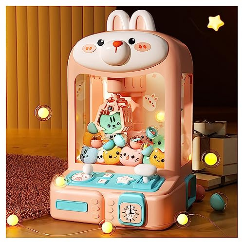 Mini Machine À Griffes Machine Attrape Bonbon avec 30 Peluches,10 Gashapons Machine à Bonbons Machine à Pince Jeu Amusant Et Cadeau pour La Fête De Noël,Rabbit