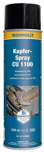 TECHNOLIT Kupferspray CU 1100 500ml, Trenn- & Montagemittel für Verbindungen, Motoren uvm.