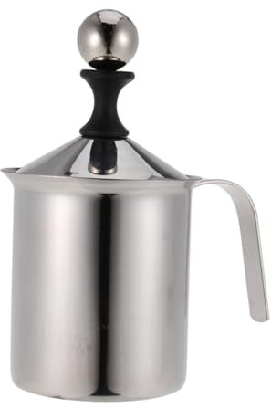 MAGICLULU Mousseur Lait Manuel Acier Inox Double Maille Crémier à Lait Résistant Et Facile à Nettoyer Mousse Épaisse Pour Café Et Cappuccino