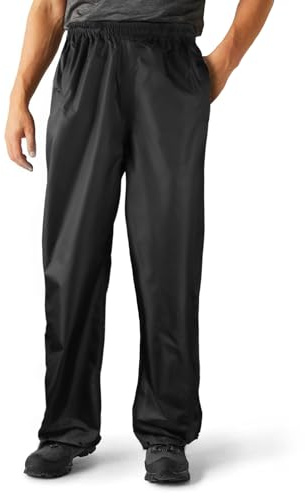 flintronic Pantalones de Lluvia para Hombre, Pantalón Wear Caballero Hombre, Regatta Pantalón, Hardwearing Water Repellent Multi Pocket Trousers, Negro, L