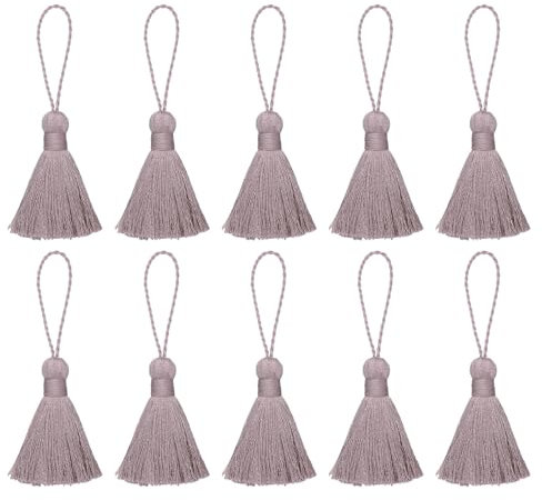 QUARKZMAN Lesezeichen Quasten - 14 Stück 13,5 cm/5,31 weiche Mini-Quaste mit Kordelschlaufe für Schlüsselanhänger Taschenanhänger handgefertigte DIY-Bastelaccessoires, Hellviolett