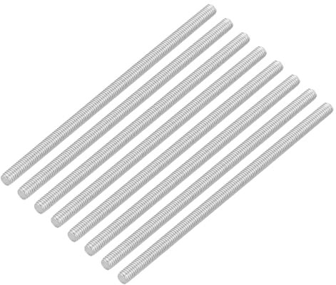 QUARKZMAN 8 Stück Gewindestangen, M3 x 65mm, 304 Edelstahl, Gewindestab mit metrischem Vollgewinde, M3-0,5 Gewindesteigung für Möbel- und Maschinenmontage