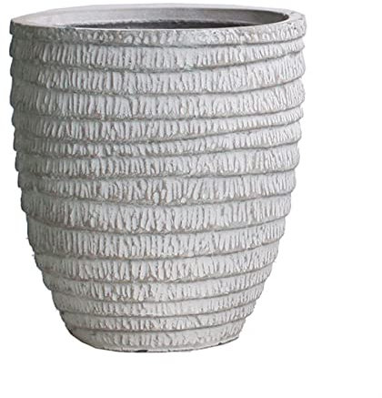 Macetas Macetas altas de cemento redondo, maceta de jardín, maceta corrugada creativa, maceteros decorativos for interiores y exteriores, macetas con orificios de drenaje Macetas para flores(A,40cm)