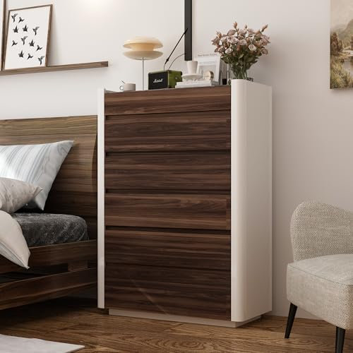 Caldion Moderne Kommode mit 6 Schubladen und Beleuchtung,Sideboard mit 6 Schubladen,Holzoptik, 80cm Breit,für Schlafzimmer und Wohnzimmer Flur,85X40X120cm