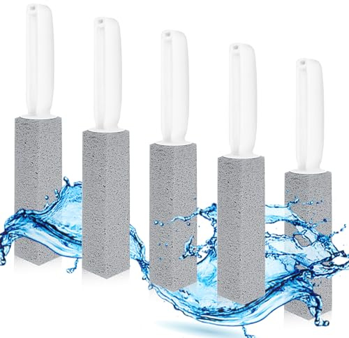 5 PCS Brosse de Toilette en Pierre, Pierre Ponce avec Poignée Plastique, Brosse de Nettoyage Pierre Ponce,Toilettes Propres à La Pierre Ponce pour Nettoyer Les Toilettes, Les Cuisines, Les Éviers