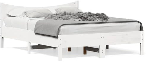 Iiaky Massivholzbett ohne Matratze Weiß 140x200 cm Holz Bett Massivholzbett Bed Frame Bettgestell Bett Holz Kiefernholz