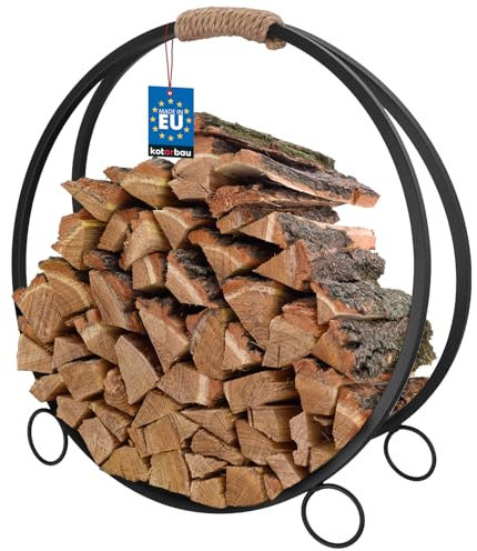 KOTARBAU® Kaminholzregal für Innen & Außen - Stahl 61 cm Schwarz - Holzstapelhilfe Deko Brennholzregal Kaminholz Aufbewahrung Kaminholzständer Loft Design