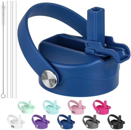 Diumepo Lid with Straw for Hydro Flask, Replacement Straws Cap Lid for Hydroflask 12-64 oz Wide Mouth Water Bottles, Dust Cover Lid Compatible with Wide Mouth Water Bottles(Blue)