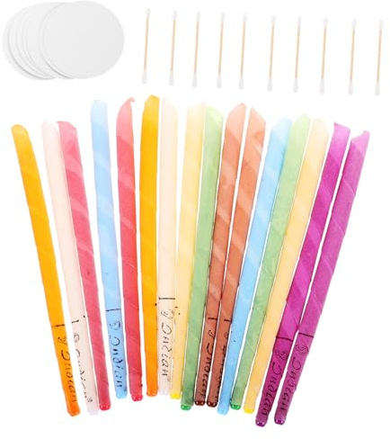 Ipetboom 8sets Candele Per Pulizia Orecchie Kit Di Rimozione Cerume Naturale Con Dischi Protettivi e Strumenti Per La Udito Per Uso Personale e Ambienti Polverosi