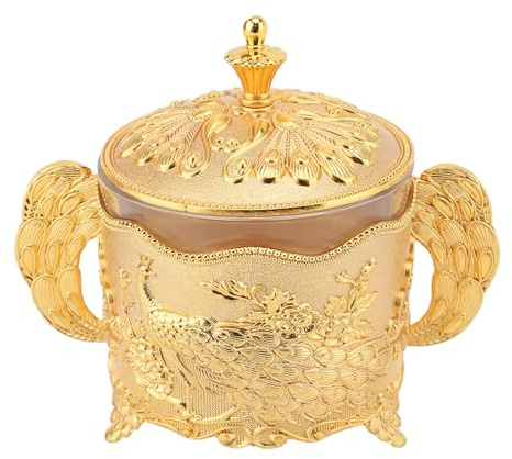 ZJchao Tarro de Almacenamiento de Azucarero de Vidrio de Estilo Europeo, Bote de Comida de Cocina Vintage, Recipiente para Condimentos con Tapa y Cuchara para Dulces