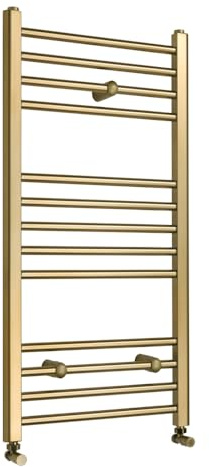 MILANO Brushed Brass Flat Ladder Steel Heated Towel Rail 1000 x 500mm