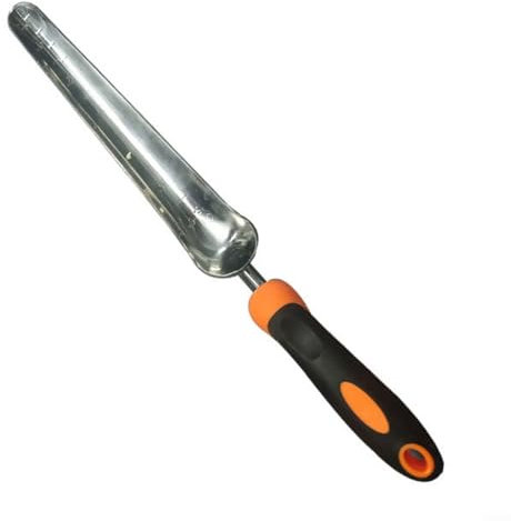 Sandyseptember Pala trapiantatrice manuale in acciaio inox, strumento ergonomico da giardino per trapianto di piante, arancione e nero, 33 x 8,5 x 6 cm