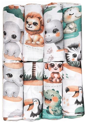FENSILO dregellindukar, baby, 8-pack, 80 x 70 cm, muslinblöjor, pojke och flicka. 29