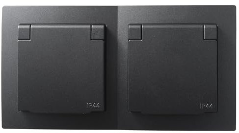 McPower Steckdosen-Set Flair „Beginner 2S-IP44“ | 3-teilig, anthrazit, IP44 | Feuchtraum geeignete Unterputz-Steckdosen, stilvolles Design