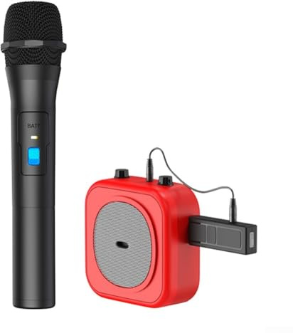 EasyByMall Microfono wireless VHF professionale a doppio canale con accessori per eventi live e karaoke (1 PC Mic)
