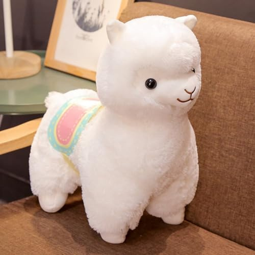 Uixxducc Alpaka Kuscheltier, Alpaka Plüschtier Stofftier, Plüsch Spielzeug Lama Stofftier Lama Kissen, Geschenk für Kinder Mädchen Jungen (30cm,Weiß)