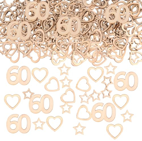 150 Stück Konfetti Geburtstag, Tischdeko 60. Geburtstag Streudeko, Holz Konfetti, Streudeko Holz, Geburtstagsdeko für Frau Mann, Confetti für Geburtstagsdeko Tisch, Party Dekoration