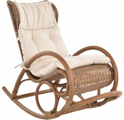 korb.outlet Schaukelstuhl Luxor Natur Rattan Schaukler Relax-Stuhl Schwingsessel Schaukelsessel (Hellbraun, mit Auflage)