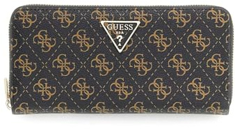 GUESS Geldbörse Laurel II SLG Large Zip Around Wallet Brown Logo Dunkelbraun