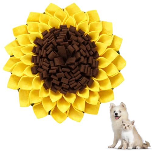 MmotZsb Schnüffelteppich Hund, Schnüffelmatte Hund Mit Sonnenblumen-Design, 38x38 cm, Ideal Für Langsame Fütterung, Intelligenzspielzeug Und Stressabbau Bei Hunden