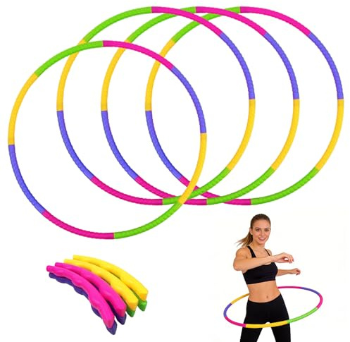 Hula Hoop Reifen, 4er Set (58cm, 100g) 8 Abschnitte Hula Hoop Reifen Abnehmbare Hoola Hoop für Drinnen Und Draußen Fitness Gymnastik